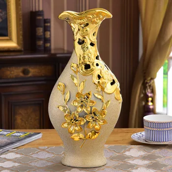 Обеденный стол в европейском стиле, украшение вазой, цветочная композиция, украшение гостиной, прихожей, офиса, керамический декор отеля