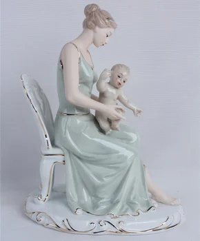 Фарфоровая скульптура матери и ребенка, Керамическая Статуэтка Материнской любви, Украшение для дома, Подарок на День матери и День рождения