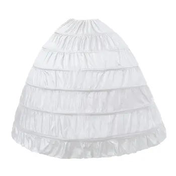 Женская Нижняя юбка с кринолином, Трапециевидной формы, Юбка-слип с 6 Обручами, Нижняя юбка для бального платья Длиной до пола