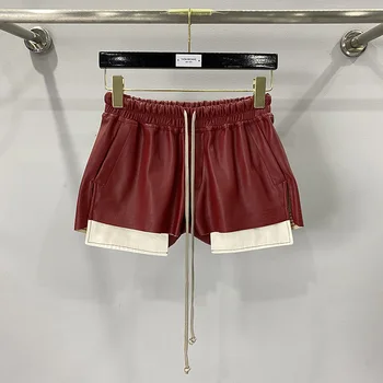 2023 Женские шорты Rick из искусственной Кожи, красные Летние облегающие брюки для женщин, Сексуальные шорты Owens
