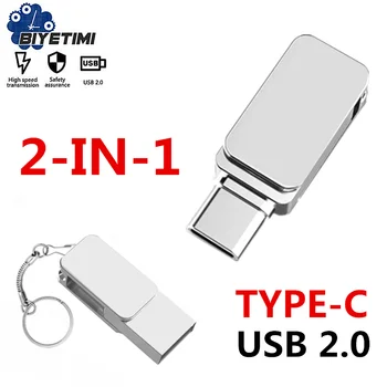 2 в 1 OTG USB-C Флэш-накопитель Металлический Memory Stick USB флэш-диск 64 ГБ 128 ГБ Type-C Флешка Бесплатная доставка