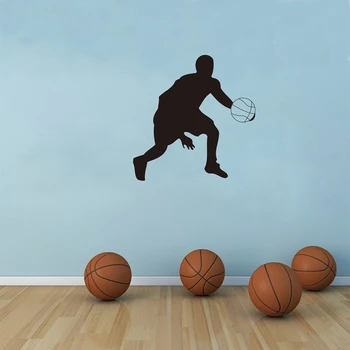 Бесплатная доставка 55x55 см наклейка ДЛЯ баскетболиста, виниловый декор, наклейка для СПАЛЬНИ, спортивный малыш, детское искусство, s2004