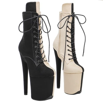 Черные и бежевые замшевые фетиш-туфли на высоком каблуке 8 дюймов, другие цвета, сексуальные экзотические пинетки для танцев на шесте