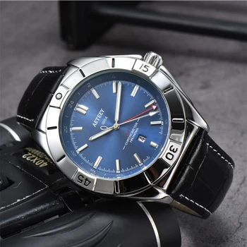 Недавно синий циферблат Оригинальный бренд Роскошные мужские часы Стальной ремешок Автоматическая дата ежедневно Водонепроницаемый Топ AAA Часы Винтажный подарок Посоветуйте