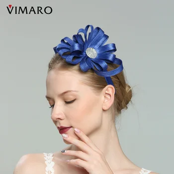 Женские чародейки VIMARO Blue Sinamay, элегантные головные повязки, шляпы-чародейки для женщин, свадебные и церковные шляпы-Дерби, чаепитие