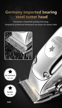 Профессиональная машинка для стрижки волос 110-240 В из нержавеющей стали, профессиональная перезаряжаемая машинка для стрижки бороды, мужская электрическая бритва для стрижки волос