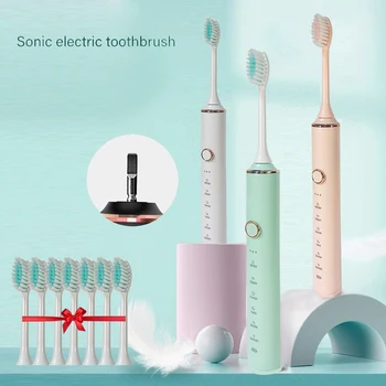 Электрическая зубная щетка GeZhou, заряжаемая через USB, перезаряжаемая звуковая зубная щетка для детей, сменная головка щетки с 8 насадками