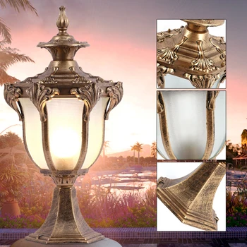 Наружный светильник Винтажный бронзовый Светильник на столбе Лампа для Садового Забора Лампа для Фонаря Лампа для патио