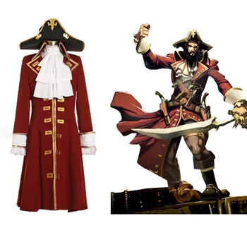 Пиратский капитан, Алый Тренч, Костюм, Костюм Пирата Для взрослых, Мужской Костюм, сшитый на заказ