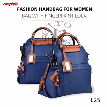 Модная женская сумка Anytek L25 с замком для отпечатков пальцев, Противоугонный порт для зарядки мобильного телефона, 40 отпечатков пальцев