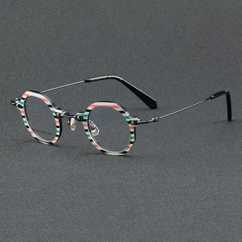 Новые модные цветные очки в круглой оправе, мужские высококачественные ацетатные многоугольные оптические очки, женские очки для чтения при близорукости, персонализированные очки