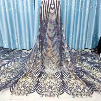 Африканская Кружевная Ткань 2021, Высококачественная Вышитая Блестками Гипюровая Сетка, Французская Нигерийская Кружевная Ткань для Свадебного Платья