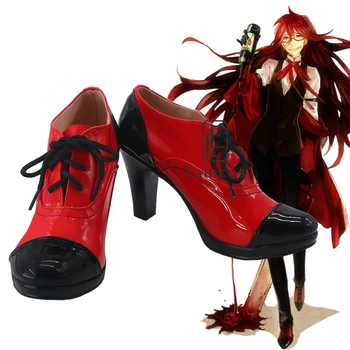 Аниме Черный Дворецкий Грелл Сатклифф, обувь для косплея, черные и красные ботинки, индивидуальный размер