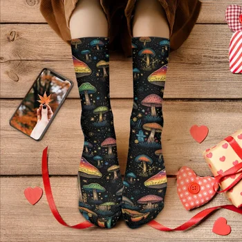 Новые носки с рисунком грибных листьев, Фирменный дизайн, Дезодорант, Впитывающий пот, Дышащие Высококачественные Удобные носки