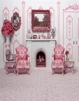 5x7ft Винтажные Розовые Фоны для Фотосъемки С Цветами в Гостиной, Реквизит для Фотосъемки, Студийный Фон