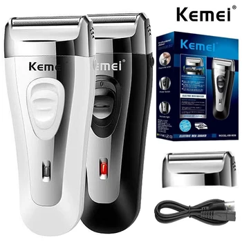 Мощная перезаряжаемая бритва Kemei Для мужчин Электробритва из фольги для бритья Бороды Электрическая бритва для лица USB с дополнительной сеткой