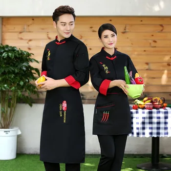 Осенне-зимняя одежда шеф-повара с длинным рукавом, мужские и женские топы, одежда для кухни в отеле, сеть китайских магазинов быстрого питания