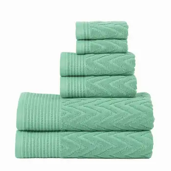 Cotton Chevron 6-Piece Towel Set - Cascade Shower wrap for women тюрбан для сушки волос Toallas comprimidas T