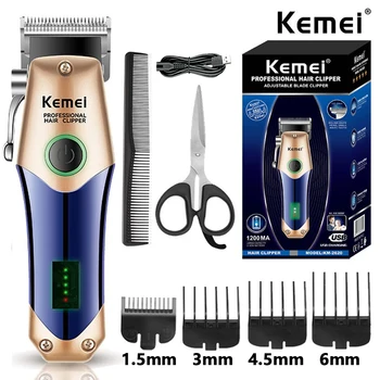 Перезаряжаемая Машинка для стрижки волос Kemei, Беспроводной Триммер для бороды и волос Для мужчин, Мощная Электрическая машинка для стрижки волос, Регулируемая Стрижка