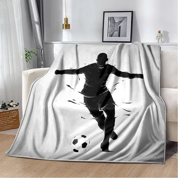 Футбольное одеяло с принтом футболиста, фланелевое легкое теплое Одеяло, пушистое супер мягкое Одеяло для детей, подарок на день рождения для взрослых мальчиков