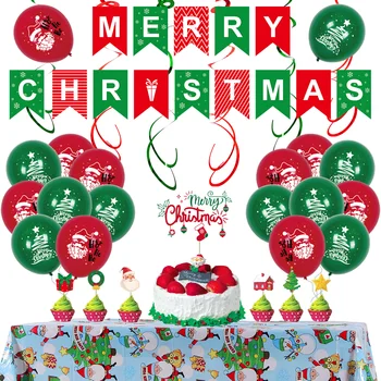 Счастливого Рождества, Счастливого Нового Года, украшения, рождественский новый баннер, флаг, торт, воздушный шар, набор