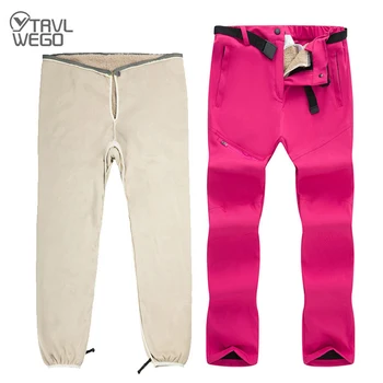 Брюки TRVLWEGO, женские брюки для кемпинга, толстая теплая ветрозащитная флисовая подкладка Softshell, съемные брюки для пеших прогулок, Лыжные брюки, Зимние