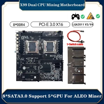 Материнская плата X99 для майнинга Материнская плата + кабель переключения LGA2011 V3/V4 8XDDR4 Слот оперативной памяти PCIE 16X 8XSATA3.0 Поддержка 5 GPU Miner