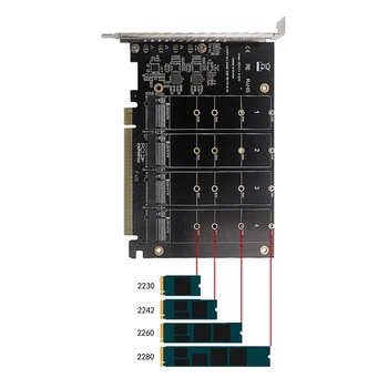 PCIEX16 NVME M2 MKEY SSD Карта расширения RAID-массива Материнская плата PCIE Сплит-карта