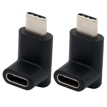 2X 90-Градусный адаптер Type C, переходник USB C от мужчины к женщине С углом наклона Вверх и вниз USB-C, разъем USB 3.1 Type-C