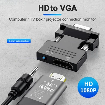 RYRA HDMI-совместимый Конвертер VGA Адаптер HD1080P HDMI-совместимый Женский Конвертер VGA с Аудио Для Настольных компьютеров ноутбуков