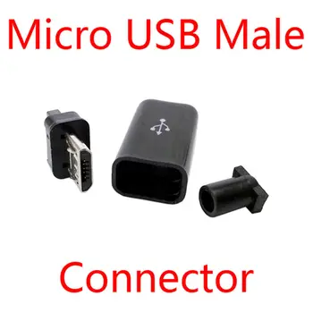 20 шт./лот DIY Micro USB Type B Штекер 5Pin из четырех частей в сборе, штекер черного, белого цвета
