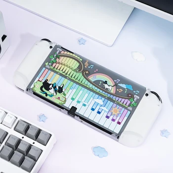 Музыкальный Кот Защитный чехол для Nintendo Switch OLED Прозрачный Разъемный ПК Жесткий чехол JoyCon Controller Case для коммутатора Oled Case