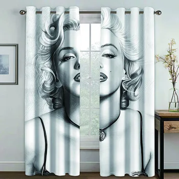 3D Портретное искусство Привлекательная Великолепная леди, 2 предмета, затеняющие оконные шторы для гостиной, украшение спальни, крючок