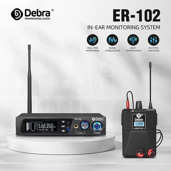 Беспроводная ушная мониторная система Debra ER-102 UHF с профессиональным микрофоном для музыкантов студии звукозаписи