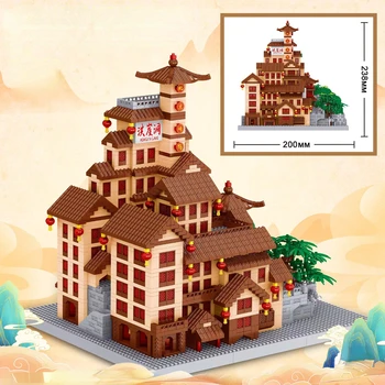 3D модель DIY Алмазный строительный блок, кирпич, Китайская архитектура, Пещера Чунцин Хунъя, игрушка для творчества для детей