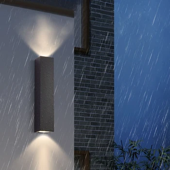 Уличный настенный светильник для прихожей, водонепроницаемая квадратная длинная трубка, двойная головка, современный минималистичный светильник для террасы, коридора, внутреннего двора