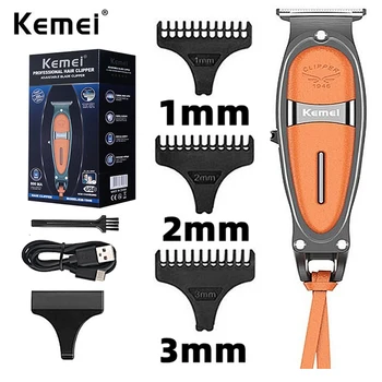 Оригинальный Kemei Мощный Парикмахерский металлический Триммер для волос Для мужчин, Электрический Триммер для бороды, Перезаряжаемая машинка для стрижки волос