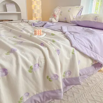 Модное постельное белье, Летнее стеганое одеяло, легкие одеяла, Кондиционер, милое покрывало с цветочным рисунком для девочек и мальчиков