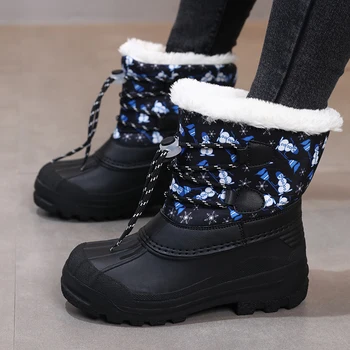 Зимняя теплая детская обувь из 30% натуральной шерсти, водонепроницаемые детские зимние ботинки-30 Градусов, сохраняющие тепло, Зимние ботинки для девочек и мальчиков, детская обувь