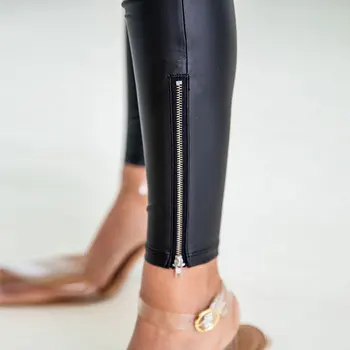 Сексуальные ПВХ матовые брюки, женские прямые черные узкие брюки с высокой талией, уличные Ретро обтягивающие эластичные брюки длиной до щиколотки на заказ