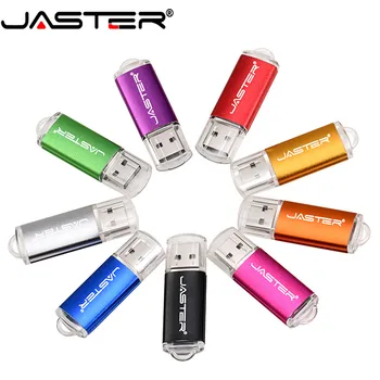 JASTER USB Флэш-Накопитель с Пользовательским Логотипом 4 ГБ 8 ГБ 16 ГБ 32 ГБ 64 ГБ 128 ГБ Флеш-накопитель Металлический USB 2,0 Флэш-накопитель Карта Памяти Бесплатный Логотип