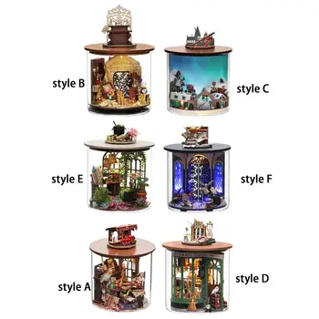 Деревянный кукольный домик, миниатюрная бутылочка мечты, 3D строительный пазл ручной работы, крошечный дом