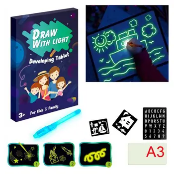 Блокнот с люминесцентным светом, Детская Волшебная доска для рисования граффити, Светящаяся доска, Развивающая игрушка, Забавный подарок для детей