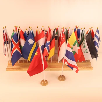 36 Ручных маленьких национальных флагов стран с деревянной основой, декор для вечеринки, игрушка Монтессори, Учебные пособия для дошкольников