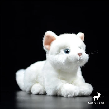 Белый Кот Высококачественная Аниме Милая Плюшевая кошечка, плюшевые игрушки, имитация реалистичных животных, Мягкая кукла Kawai Toy Для детей