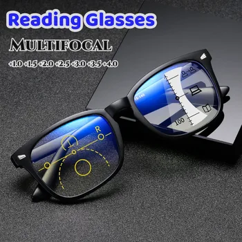 Унисекс, мультифокальные очки для чтения, Женские, мужские, с блокировкой синего света, бифокальные очки для пресбиопии, очки для дальней и ближней четкости Высокой четкости