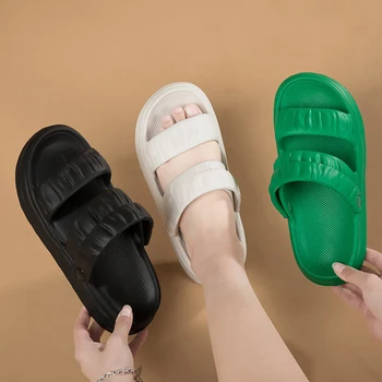2023 Летние новые Женские тапочки цвета Макарон, увеличенные противоскользящие сандалии, Материал EVA, дышащие, не воняющие ножки