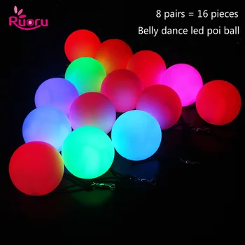Ruoru 16 шт. = 8 пар мяч для танца живота RGB glow LED POI брошенные шары для танца живота ручной реквизит аксессуары для сценического представления