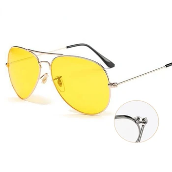 Пилотные Желтые Солнцезащитные очки, женские очки дневного ночного видения, Классические брендовые дизайнерские Мужские Солнцезащитные очки для вождения, очки с прозрачными линзами