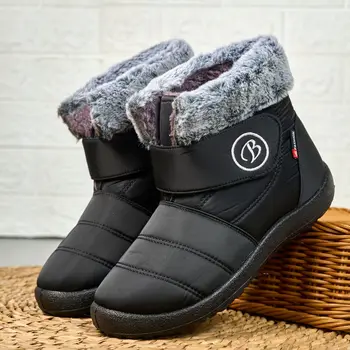 Большие размеры 35-42 43, Женские зимние ботинки с водонепроницаемой плюшевой подкладкой, сохраняющие тепло, зимняя обувь, ботильоны, Женская повседневная обувь